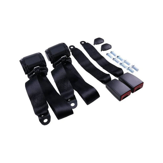 2 Sets Retractable 3 Point Safety Seat Belt Straps Car Vehicle Adjustable Belt Kit ZL85FW - KUDUPARTS