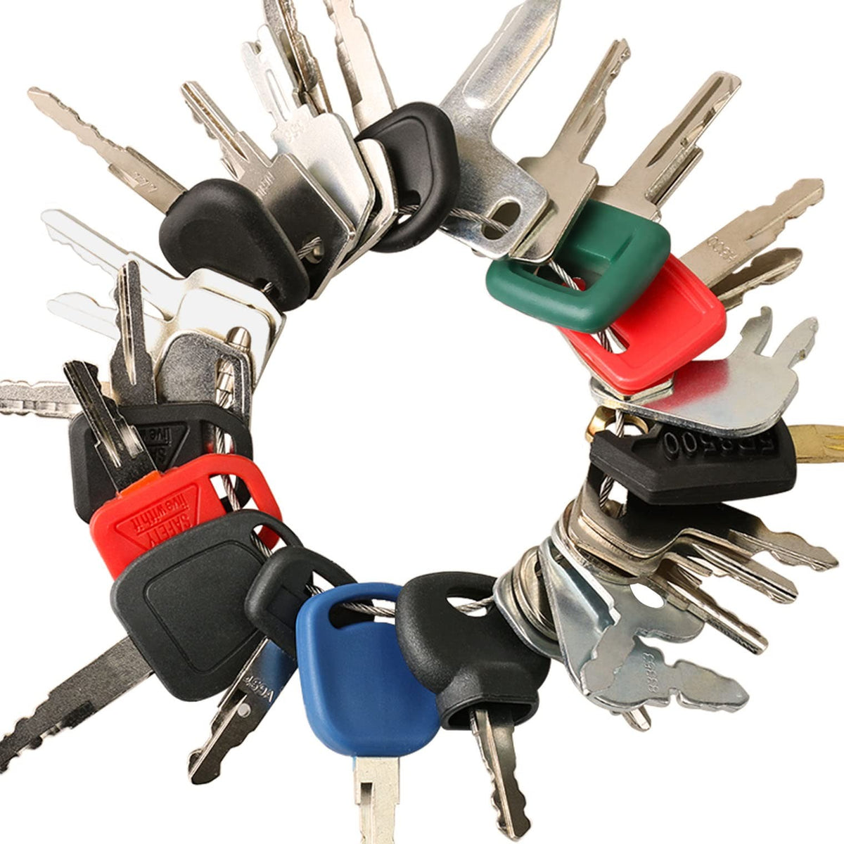30 Pcs Ignition Key for Caterpillar CAT Komatsu Kubota Case John Deere JCB NH Volvo Heavy Equipment - KUDUPARTS