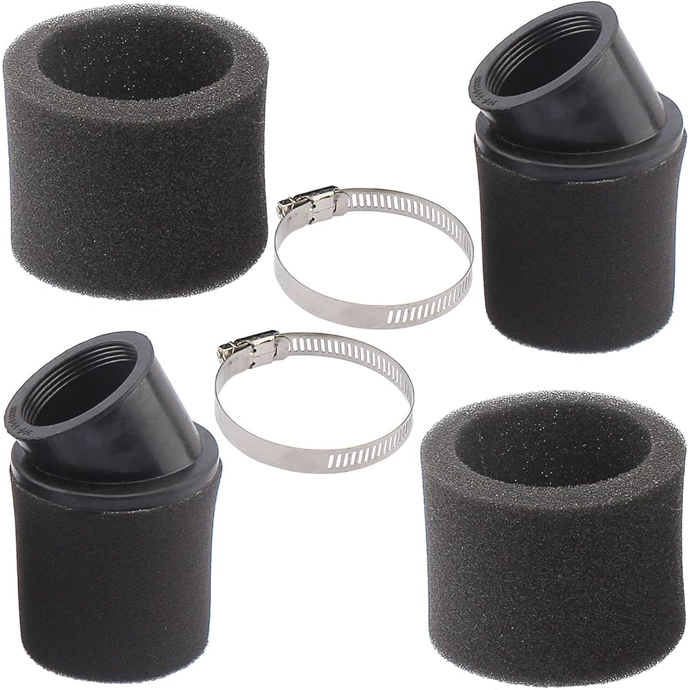 4 Pcs 35 38 42 48mm Bent Angled Double Foam Pod Air Filter for Racing Motorcycle Scooter Bike Dirt Pit ATV