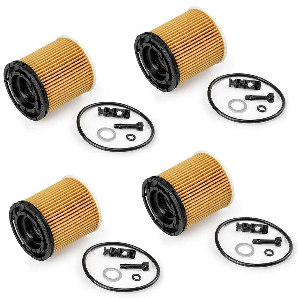4 Pieces Oil Filter Pack with Seals 26350-2M000 for Hyundai Elantra Kona Santa Fe Tucson Venue Accent Kia K5 Rio Seltos Sorento Sportage - KUDUPARTS