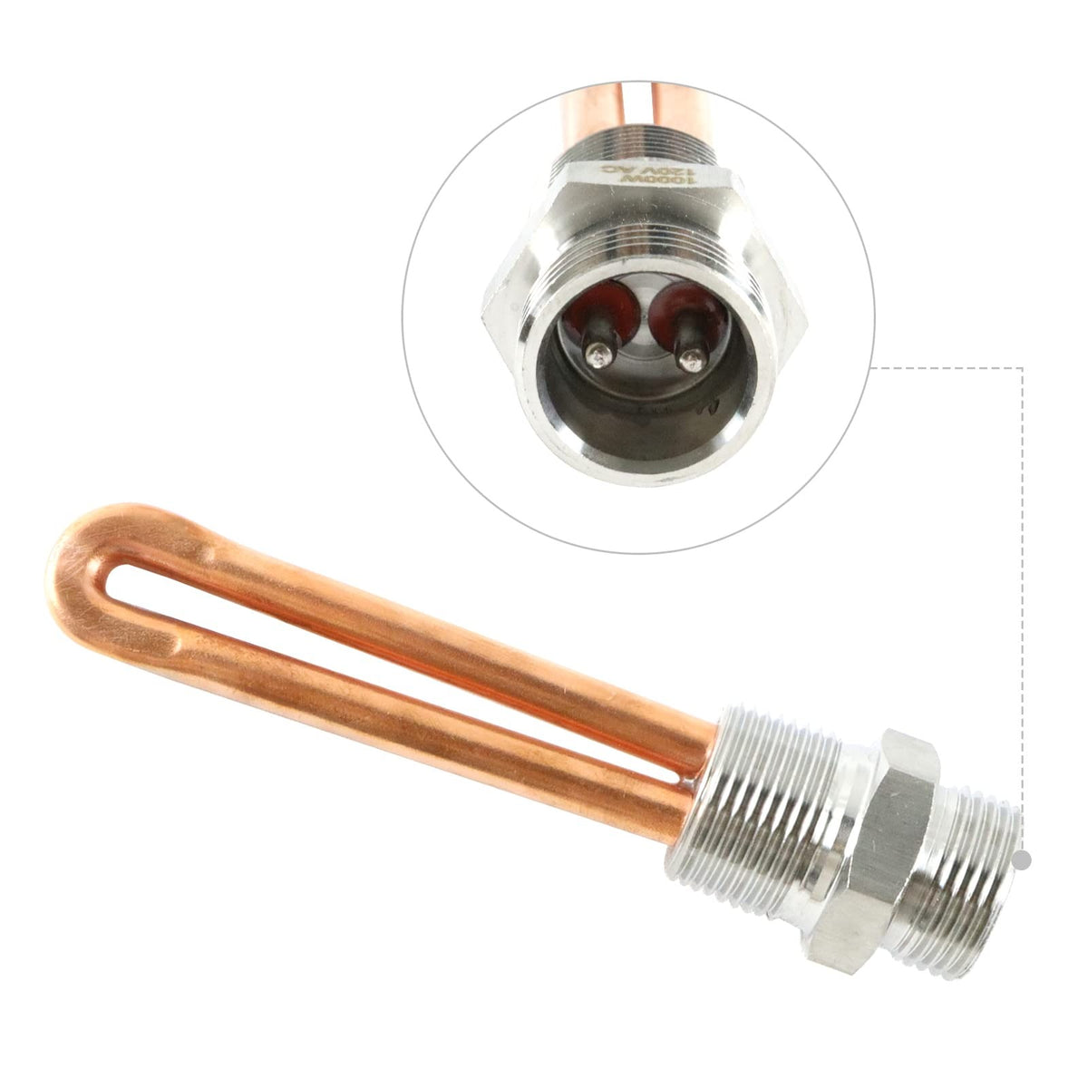 120V 1000W 3/4"NPT Engine Block Heater Assembly 1214R 30307 LR93521 3500043 for Ford Caterpillar Hino Mack Mercury Nissan Lincoln International Detroit - KUDUPARTS