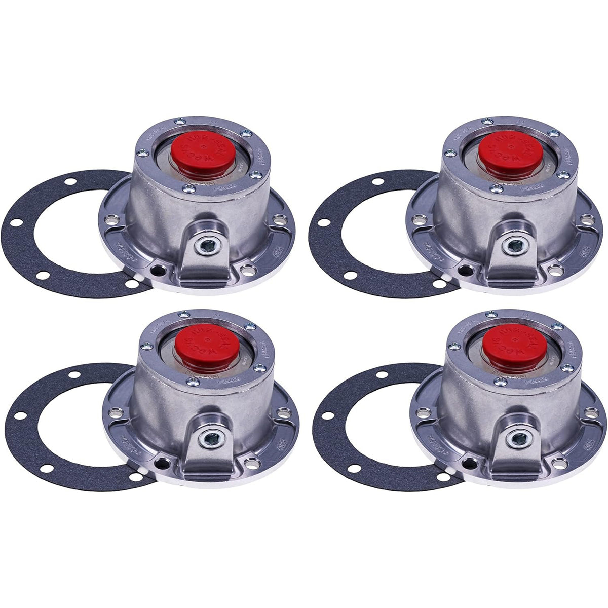 4 PCS Torque Steer Cast Aluminum Hub Cap w/ Side Fill Plug 343-4024 Replace Stemco - KUDUPARTS