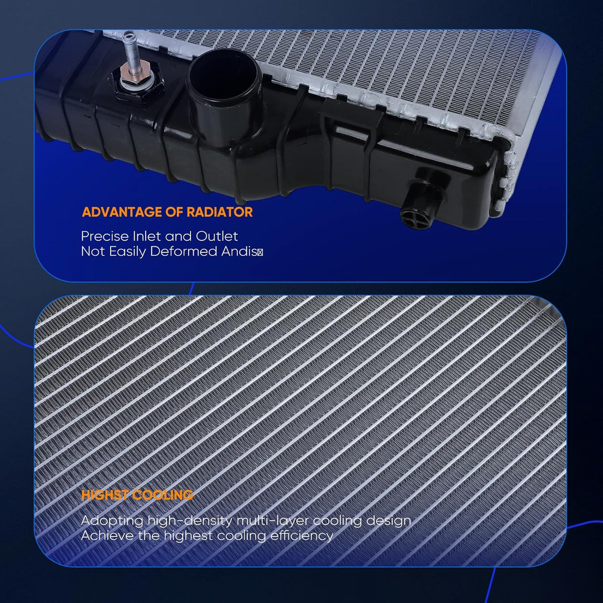 1725 Radiator for 1995-1996 for Ford for F-250 7.3L 1997 for Ford for F-250 HD 7.3L 1995-1997 for Ford for F-350 7.3L Automotive Replacement Engine Radiators - KUDUPARTS