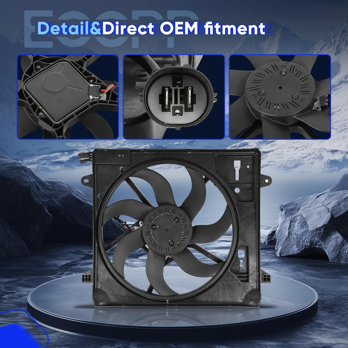 Radiator Cooling Fan Assembly Compatible with 2012-2017 for Jeep Wrangler,Replace 624080,6010277,76366,621-601,68143894AB,CF13078,68143894AA,68143894AB,621601,CH3115188 - KUDUPARTS