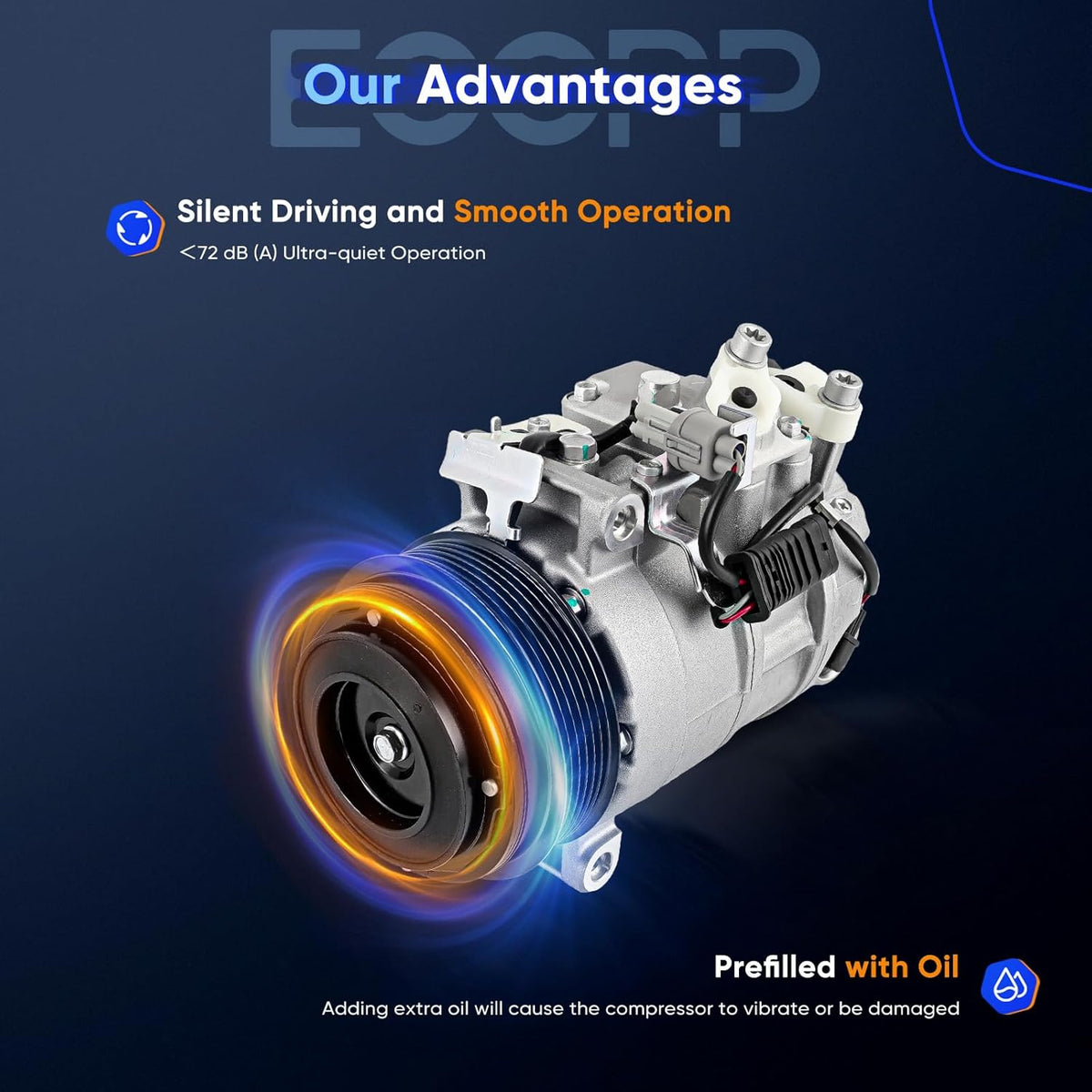 A/C Compressor with Clutch for 2012-2015 Mercedes-Benz C250 SLK250 1.8L - KUDUPARTS