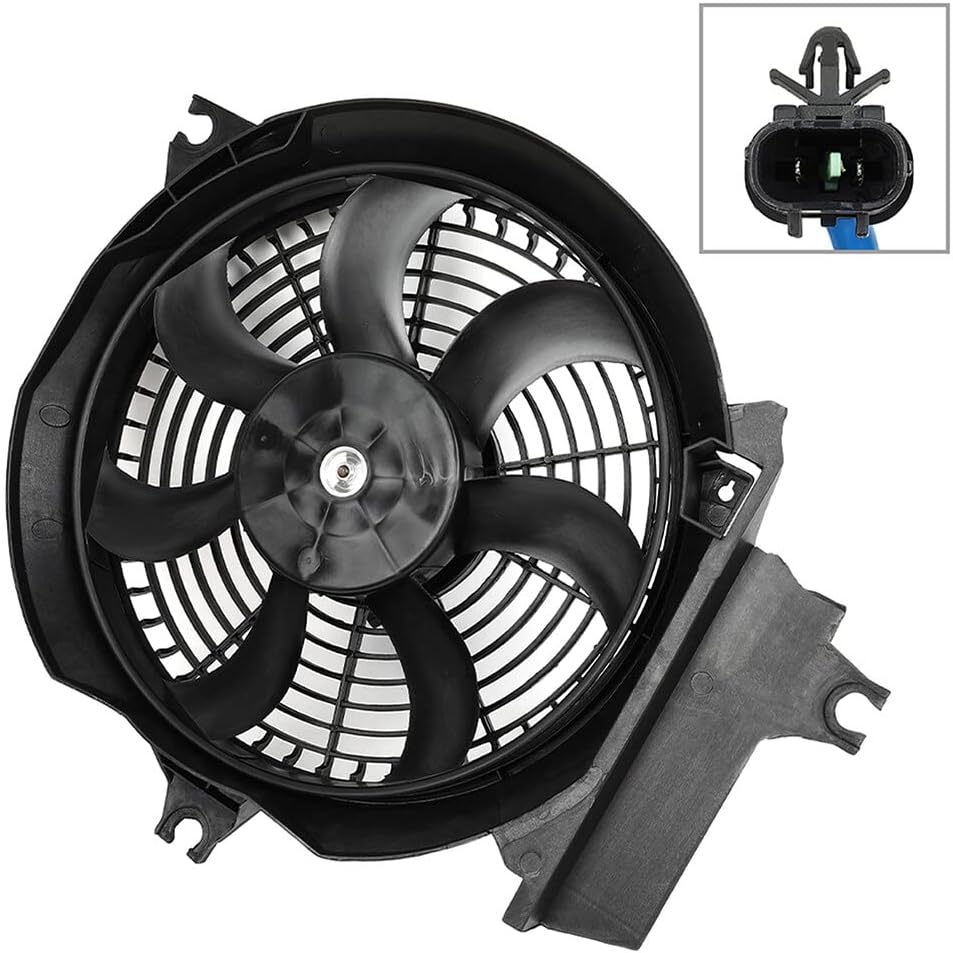 Radiator Cooling Fan Assembly Compatible with Hyundai Santa Fe 2001-2006 – Replaces 674-59593, 321-55010-200, HY3113109, 9773026200, 9773026150, 9778626200, 9773726000, 9773526101, 610610 - KUDUPARTS