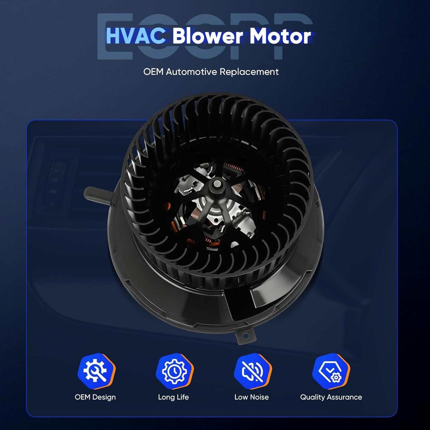 HVAC Blower Motor Compatible with 2006-2013 Audi A3, 2009-2012 VW CC, 2007-2014 Eos, 2006-2018 Jetta, 2006-2010 Passat, 2006-2009 Rabbit, 2009-2016 Tiguan