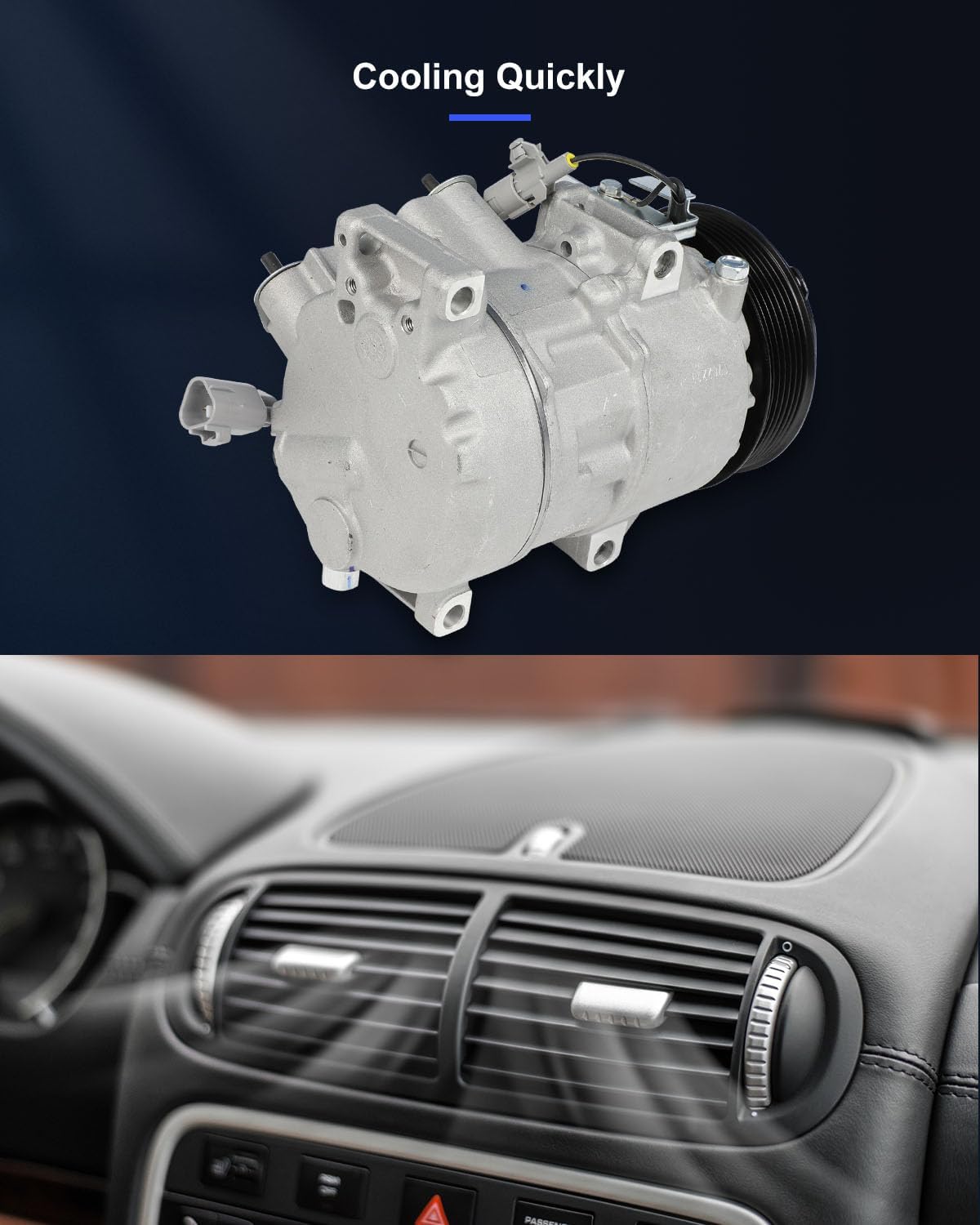 AC Compressor with Clutch – Fits 2007-2011 Toyota Camry 3.5L & 2005-2012 Toyota Avalon 3.5L | Fast Cooling, 7 Grooves - KUDUPARTS