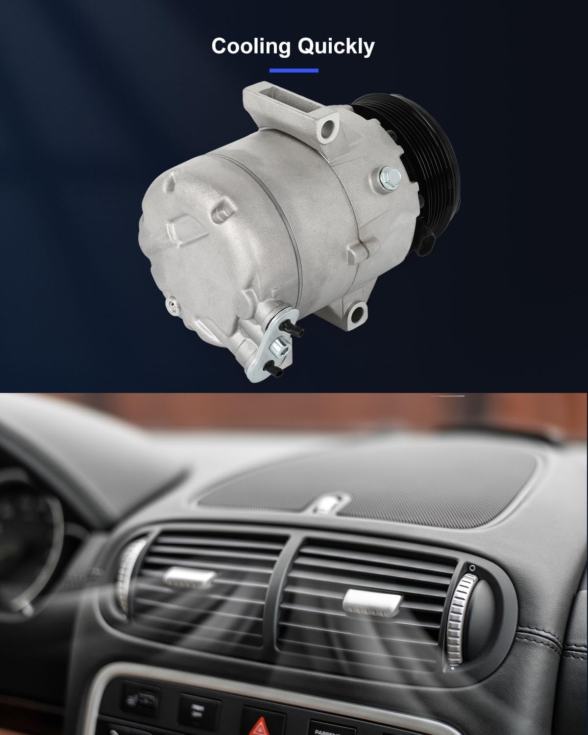 A/C Compressor with Clutch – Fits 2005-2006 Pontiac G6 3.5L & 2004-2006 Chevy Malibu 3.5L – Fast Cooling, 6 Grooves - KUDUPARTS
