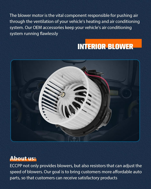 HVAC AC Heater Blower Motor with Fan Cage, Front – Compatible with 2011 Mercedes-Benz C180, 2010–2011 C200, 2008–2009 C230 - KUDUPARTS