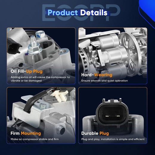 AC Compressor with Clutch – Compatible with Ford Mustang L4 2.3L (2015-2024) - KUDUPARTS