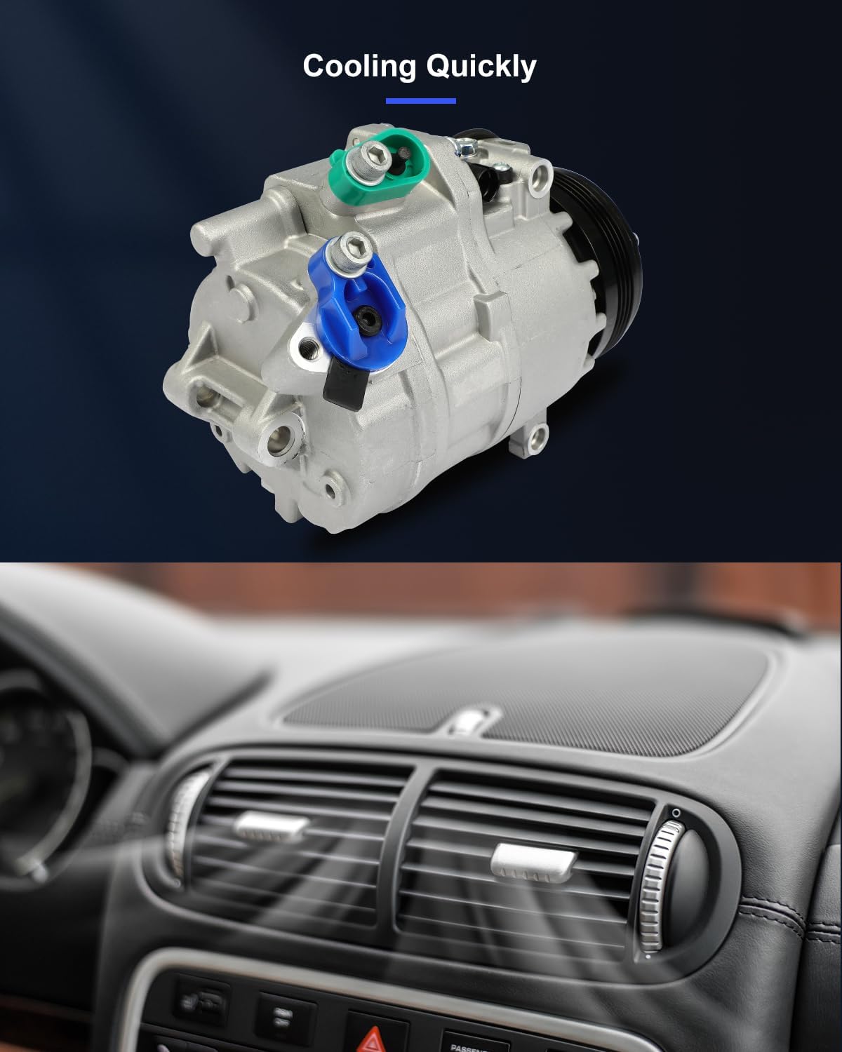 AC Compressor for BMW X5 3.0L 2003-2006 | CSV717 Fast Cooling A/C Compressor (4 Grooves)