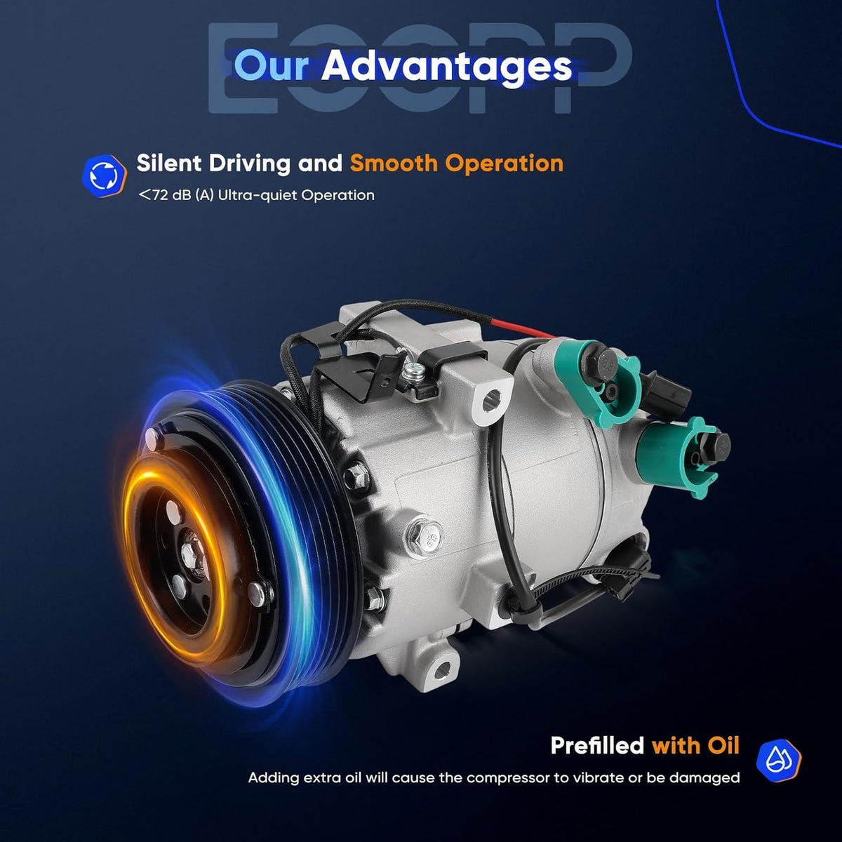A/C Compressor with Clutch – Fits Hyundai Elantra 2.0L (2017-2020) – Strong Cooling Performance - KUDUPARTS