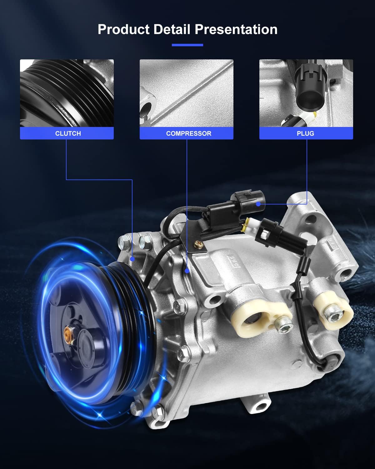 Air Conditioning Compressor 2.4L – Compatible with 2001-2005 Dodge Stratus & Mitsubishi Eclipse - KUDUPARTS