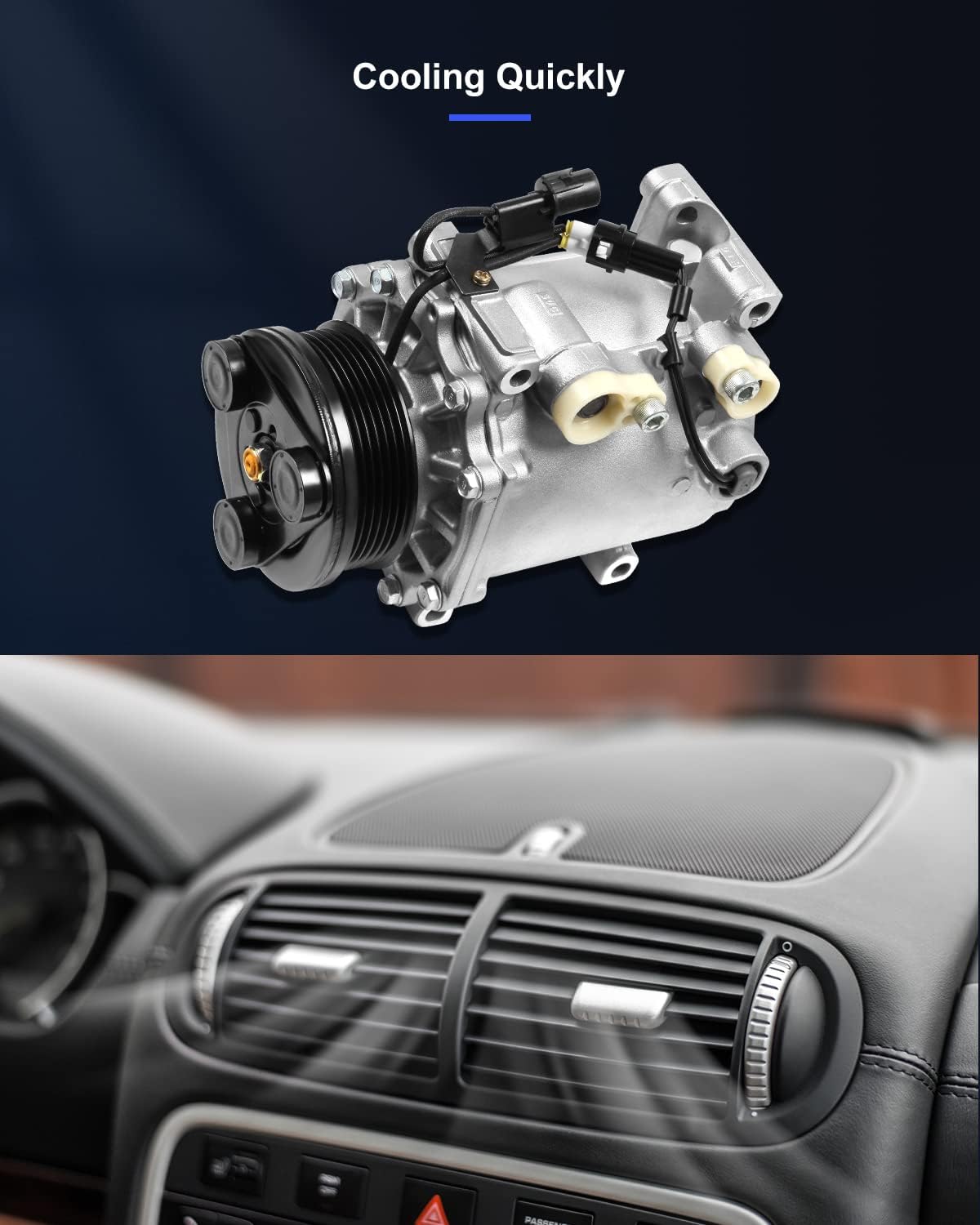 Air Conditioning Compressor 2.4L – Compatible with 2001-2005 Dodge Stratus & Mitsubishi Eclipse - KUDUPARTS
