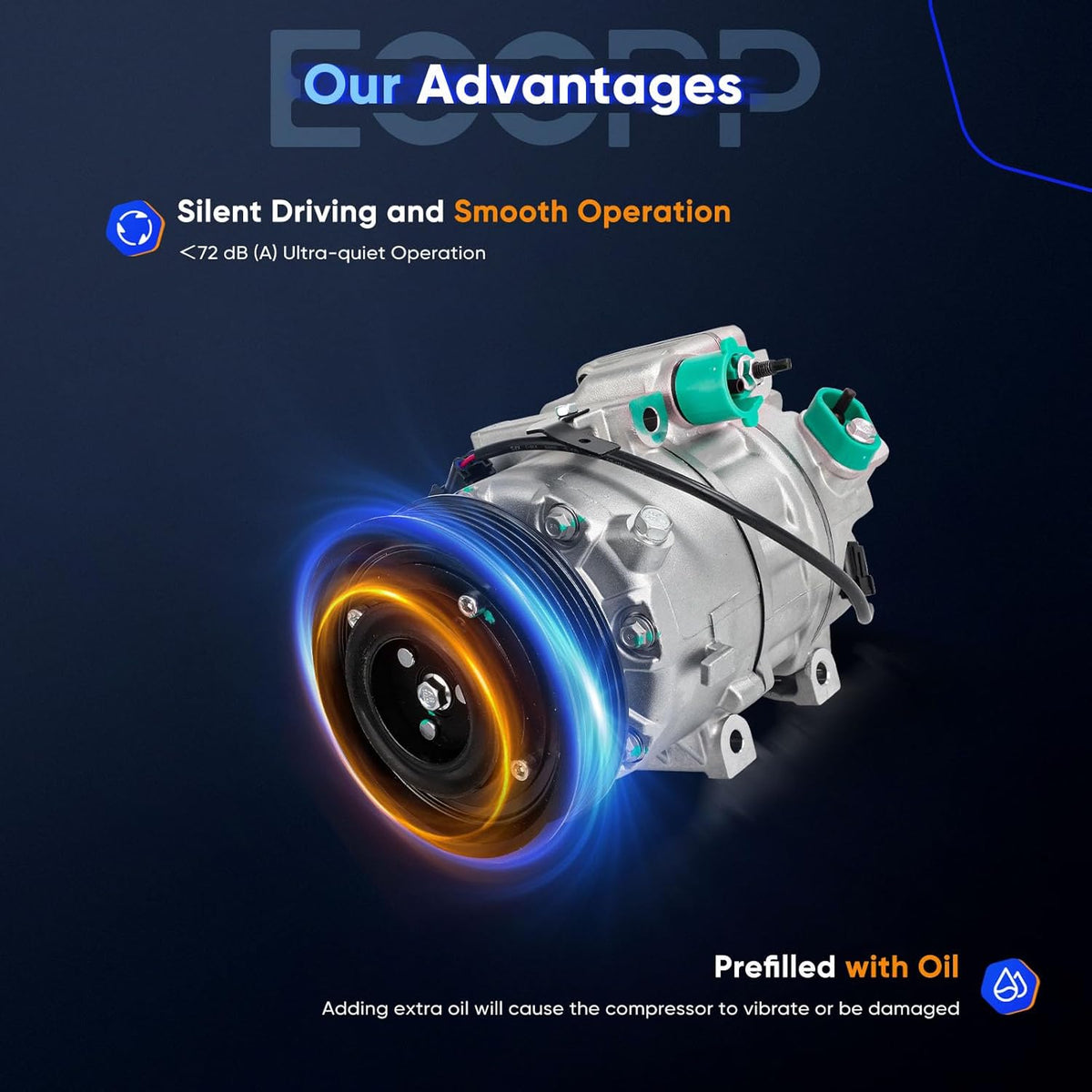 2013-2018 Hyundai Santa Fe & Kia Sorento 3.3L AC Compressor with Clutch – Rapid Cooling - KUDUPARTS