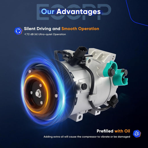 2018-2019 Hyundai Accent 1.6L A/C Compressor with Clutch – Fast Cooling - KUDUPARTS