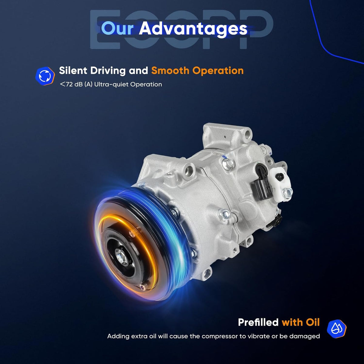 AC Compressor with Clutch – Fits Scion tC 2.5L 2011-2016, Rapid Cooling - KUDUPARTS