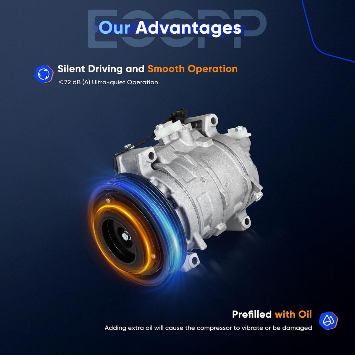 A/C Compressor with Clutch – Fast Cooling – Compatible with Honda Accord 2.4L (2008-2012) & Crosstour 2.4L (2012-2015) - KUDUPARTS