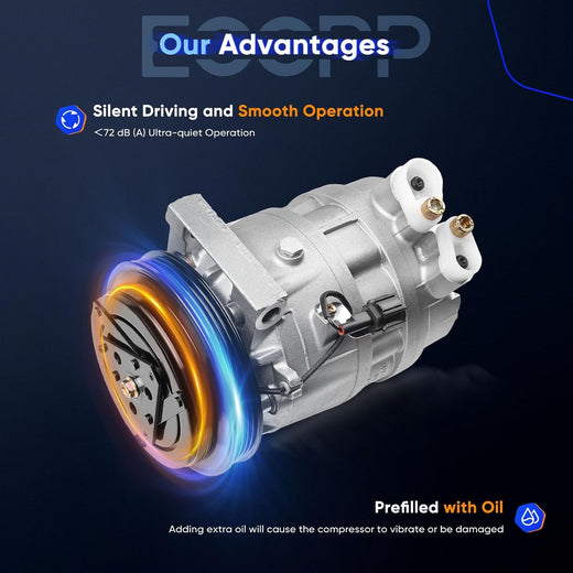 AC Compressor with Clutch Compatible with 2001–2004 Nissan Pathfinder 3.5L & 2001–2003 Infiniti QX4 3.5L - KUDUPARTS