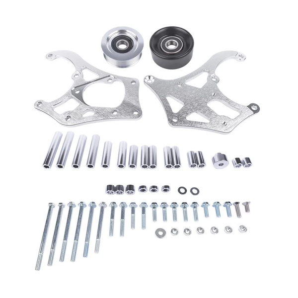 A/C Compressor Bracket TD944-Silver-T for GM Engine LSX LS1 LS2 LS3 LS6 L76 Sanden 508 709 - KUDUPARTS