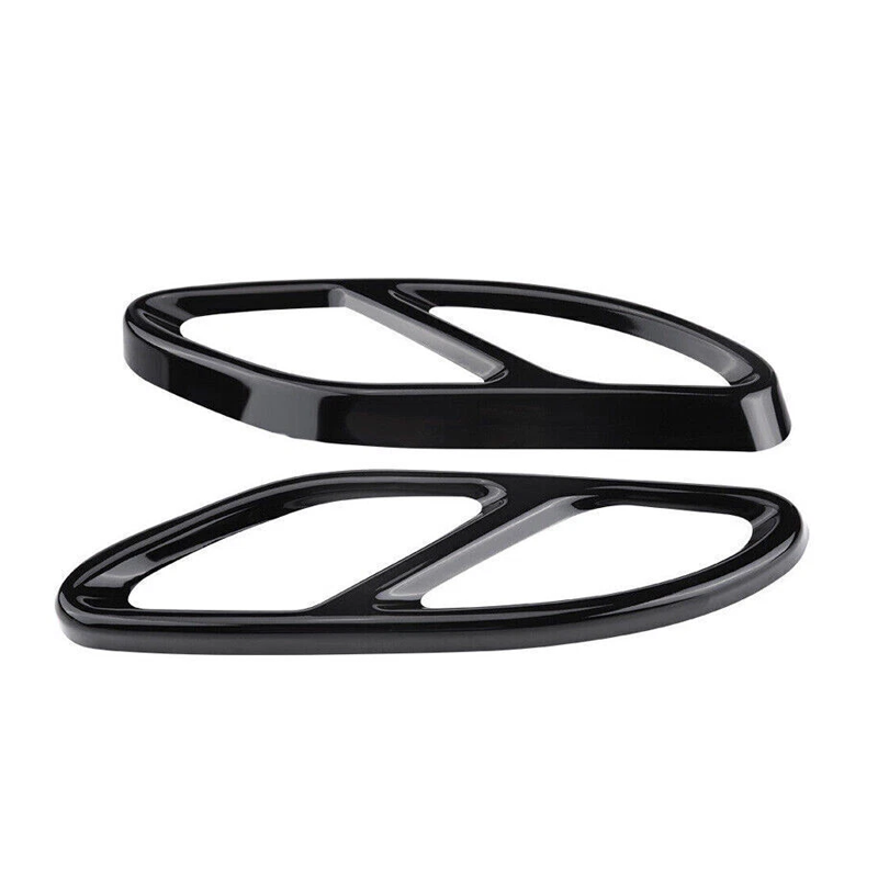Black Rear Stainless Steel Bumper Pipe Cover for Mercedes-Benz A B C E CLA GLC GLE GLS CLS Class 2015-2024 - KUDUPARTS