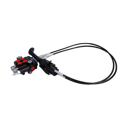 Hydraulic Control Valve Kit Cable Remote Control Valve Kit with 2 Spool Valve 80lpm 21gpm and 2 Cables Remote Joystick - KUDUPARTS