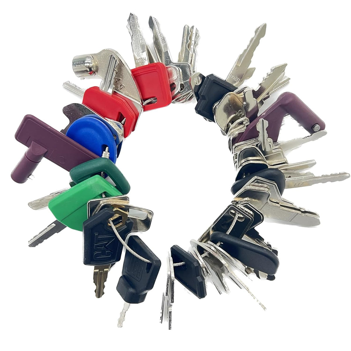 56 Pcs Key for Bobcat CASE Caterpillar CAT Genie Gradall Hyster JCB JLG Komatsu Sany Multiquip Kobelco New Holland Kubota Toyota Volvo and More - KUDUPARTS