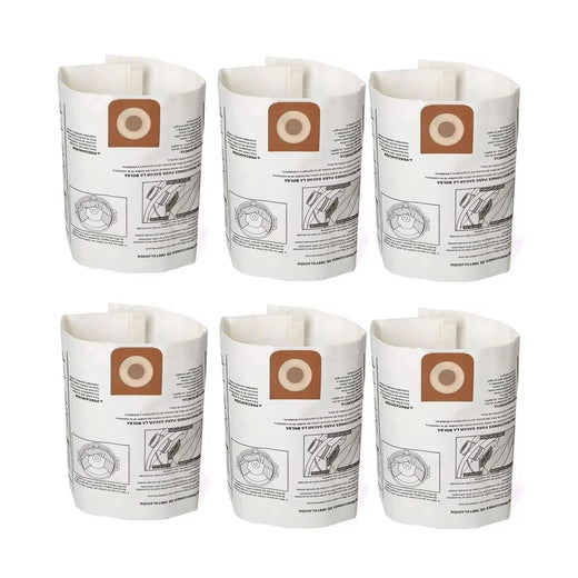 6 Pieces Wet Dry Vacuum Dust Bag 38749 for Craftsman 16 To 20 Gallon Shop Vac Ridgid - KUDUPARTS