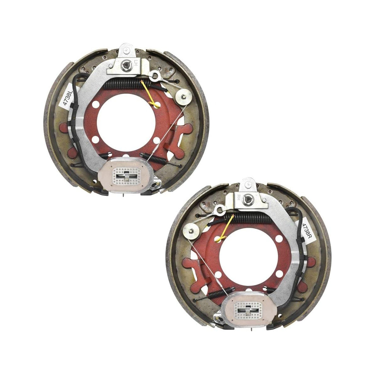 1 Pair 1/4" x 3-1/2" Left & Right Electric Trailer Brake with 5-Hole Cast Backing Plate 4738-L 4738-R for Rockwell - KUDUPARTS
