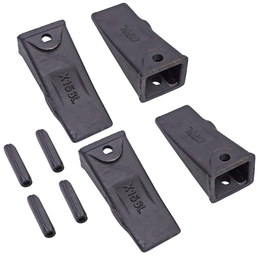 5 Pack X156L Bucket Tooth with 156LPN Roll Pin Dirt Bucket Tooth for Skid Steer and Mini Excavators 156 TX156 6716001 1914210182 - KUDUPARTS