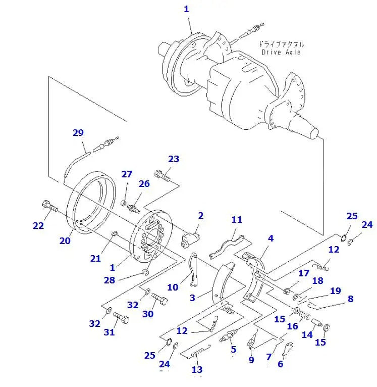 Zapata de freno 3EC-30-32512 para carretilla elevadora Komatsu FD45-7 FD45-8 FD50A-8 FG45-7