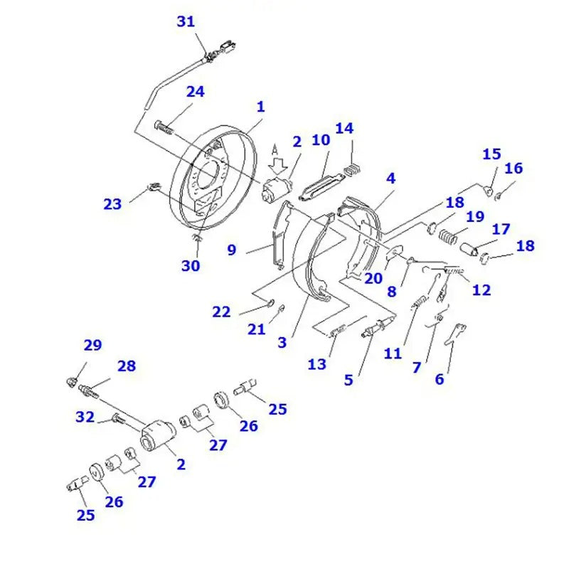 Wheel Cylinder 3EC-30-33110 for Komatsu FD40ZT-7 FD32T-16 FD35AT-16 FD40ZT-8 FD40ZT2-7 FD40ZT2-8 FG32HT-16 FG32T-16