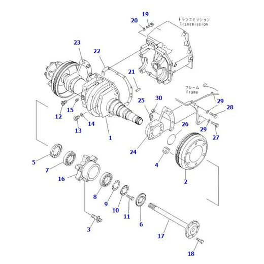 Drum Brake 3EB-21-25310 for Komatsu Forklift FD30H-12 FD30-14 FD28/30-12 FD30H-14 FD28/30 - KUDUPARTS