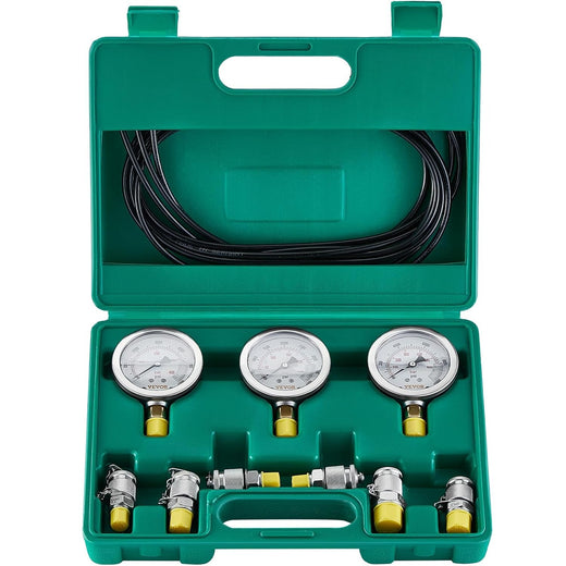 250/400/600bar Hydraulic Pressure Kit 3 Gauge 6 Test Coupling 3 Hose for Excavator Tractor - KUDUPARTS