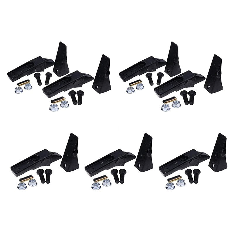 7 Pieces Bucket Teeth Assembly 6737322Y Bobcat Style Bolt on Flush Mount Pin Skid Steer