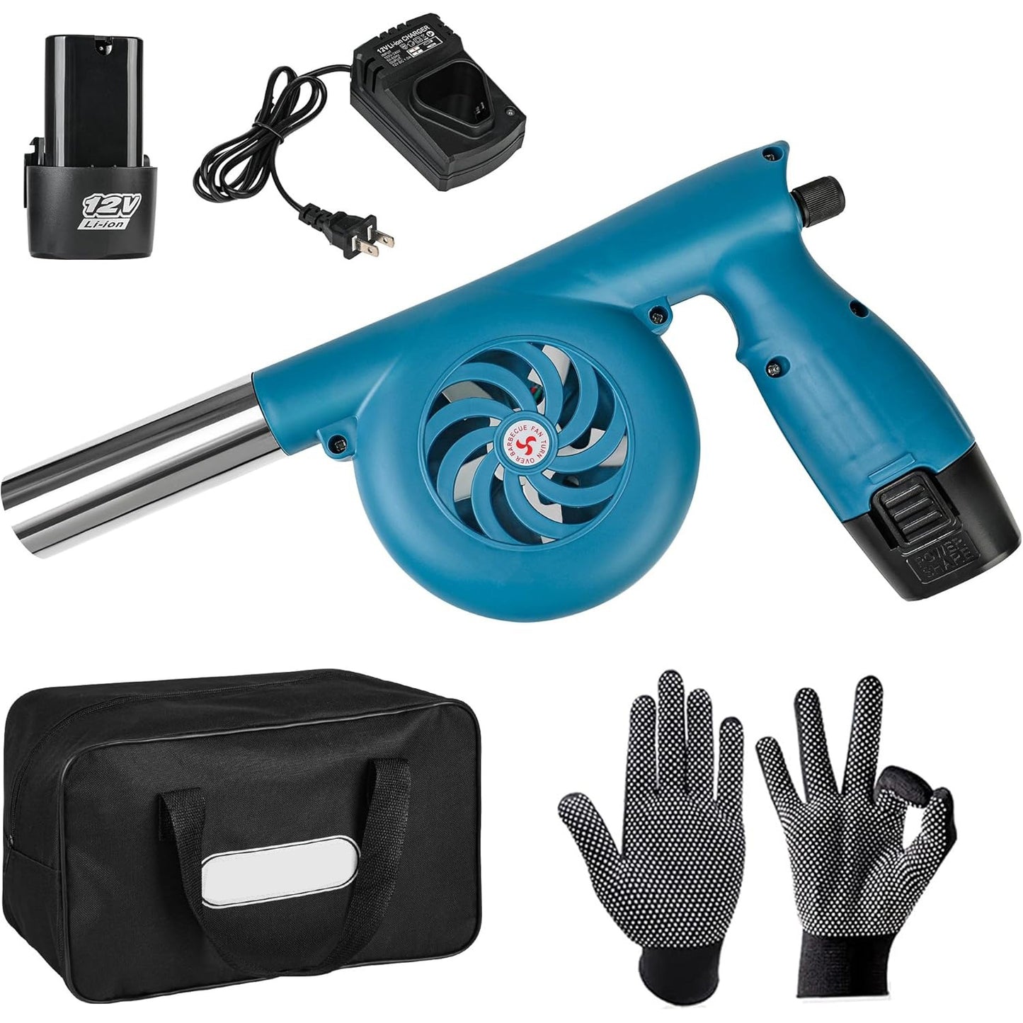 12V 5000 RPM Electric Bellows Fan Bellows Fire Wood Portable Fireplace Tools