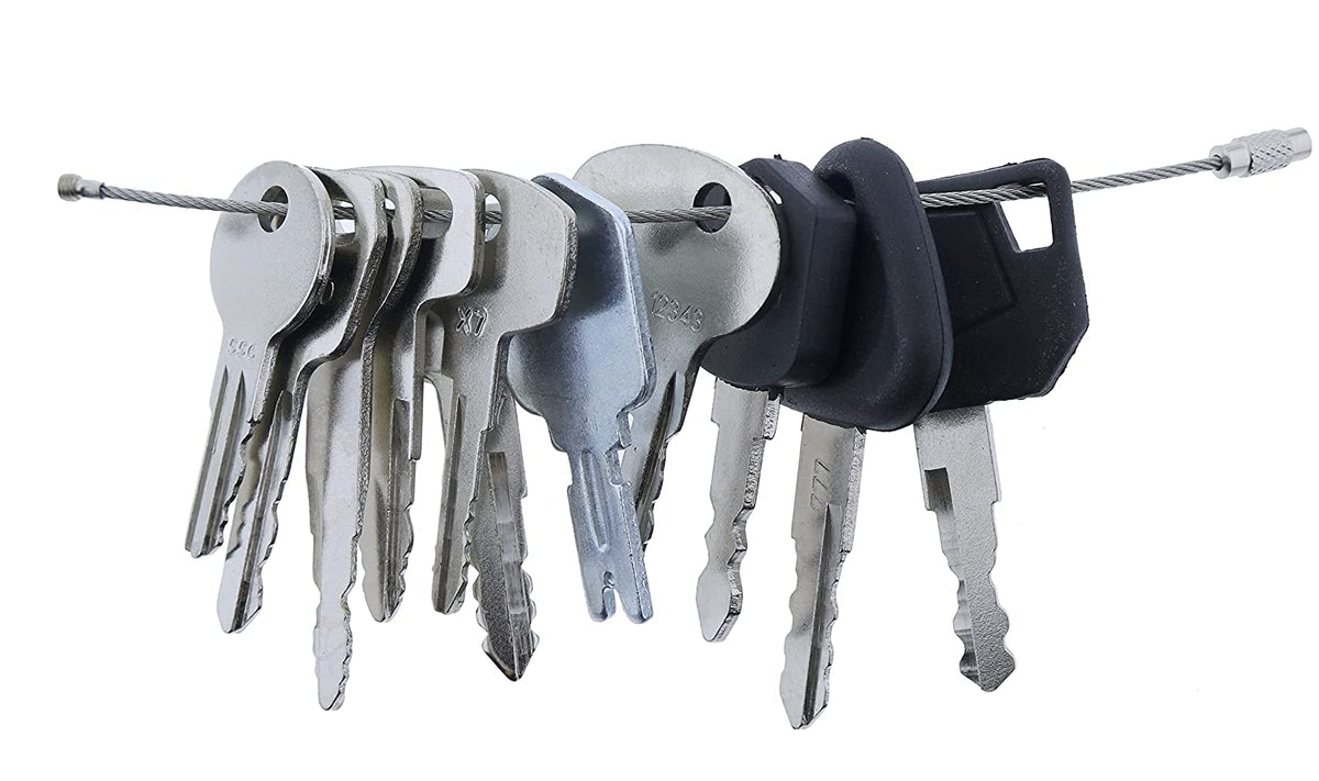 12 Set Forklift Keys Master for Yale Cat Clark Komatsu Toyota Doosan Nissan Hyster JCB Volvo Tornado Mitsubishi Forklift - KUDUPARTS
