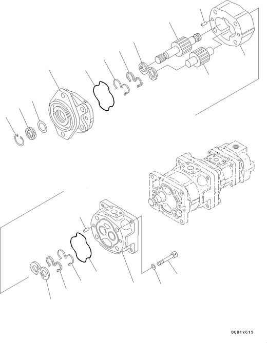 For Komatsu Loader WA200PZ-6 WA200-5 WA200-6 Pump Assy 705-22-34151 - KUDUPARTS