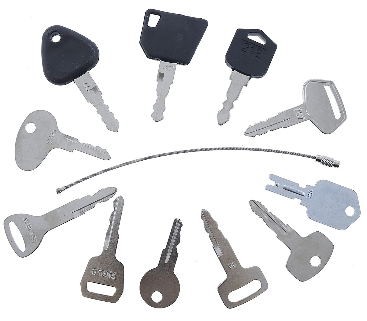 12 Set Forklift Keys Master for Yale Cat Clark Komatsu Toyota Doosan Nissan Hyster JCB Volvo Tornado Mitsubishi Forklift - KUDUPARTS