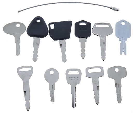 12 Set Forklift Keys Master for Yale Cat Clark Komatsu Toyota Doosan Nissan Hyster JCB Volvo Tornado Mitsubishi Forklift - KUDUPARTS