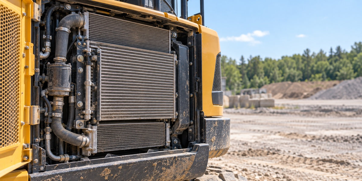 Hydraulic Oil Cooler vs. Engine Coolant Radiator — editorial illustration; not application or diagnostic evidence.