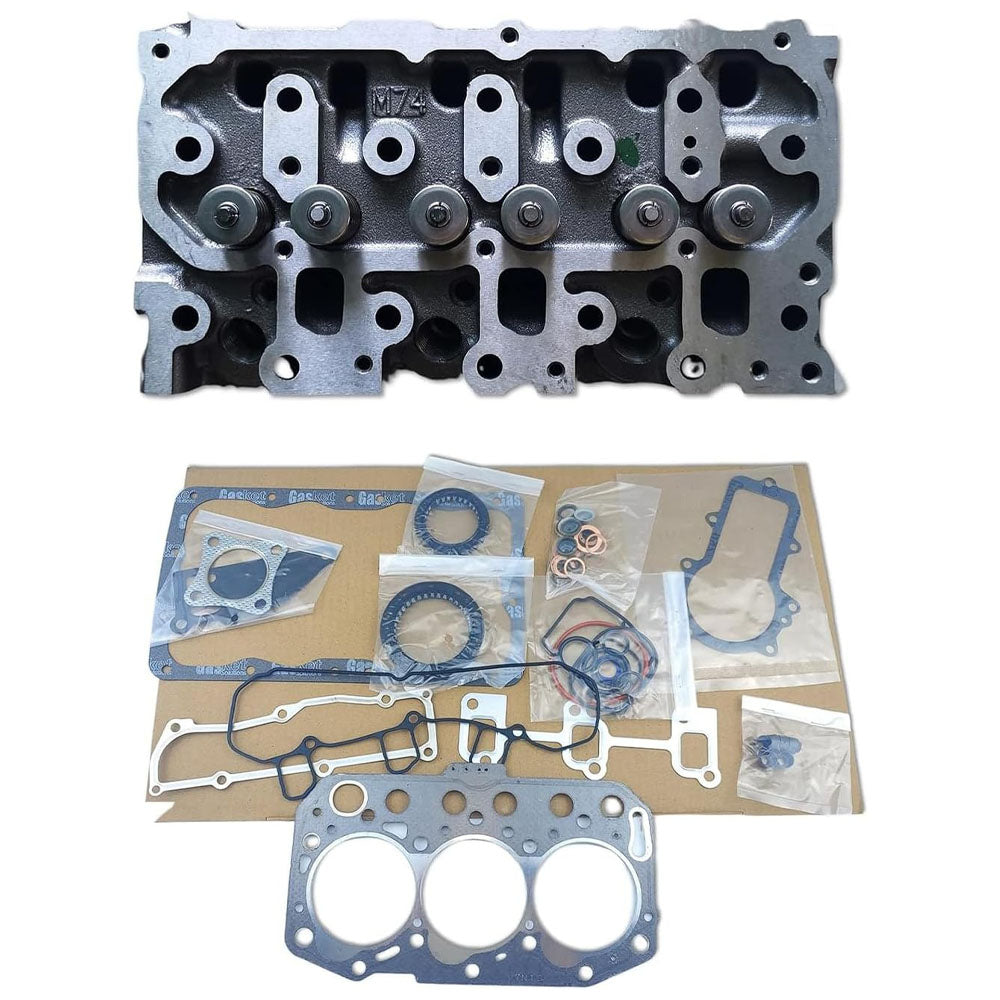 Cylinder Head+1 Set Full Gasket Kit 3TNM74 Compatible with Yanmar Engine SCT1 SA221 Tractor 3TNM74F-SAKV Engine Mini Excavator Generator 3TNM74 for John Deere Engine - KUDUPARTS