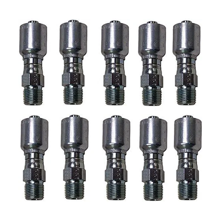 10PCS Hydraulic Hose Fitting With 1/4 Male Pipe Swivel 11343-4-4 for Parker - KUDUPARTS
