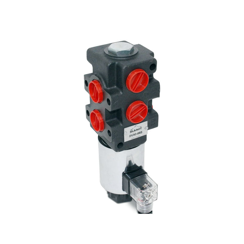 12V Hydraulic Diverter Valve DV90-08S 24 GPM 3625 PSI Max Operating Pressure 6 Ports for Double or Single Acting Cylinders - KUDUPARTS
