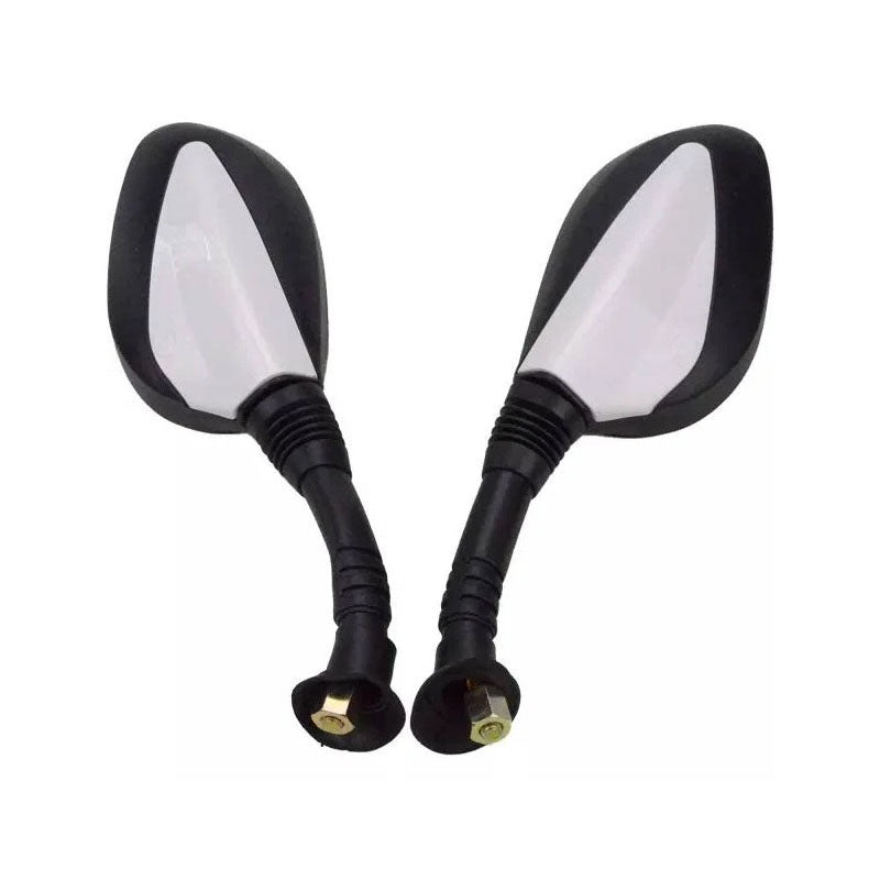 2 Pcs 8mm Silver Universal Rear View Mirror for GY6 50cc 125cc 150cc 250cc Scooter Moped Motorcycle - KUDUPARTS