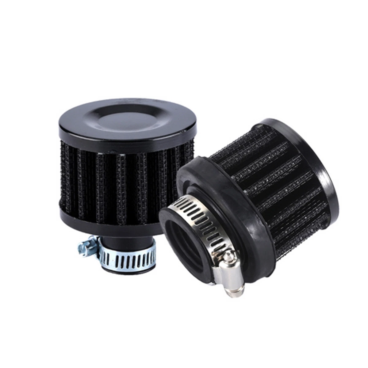 2 Pieces Universal 25mm Car Air Filter Intake Clip-On Respirator Cold Ventilation Crankcase Black - KUDUPARTS