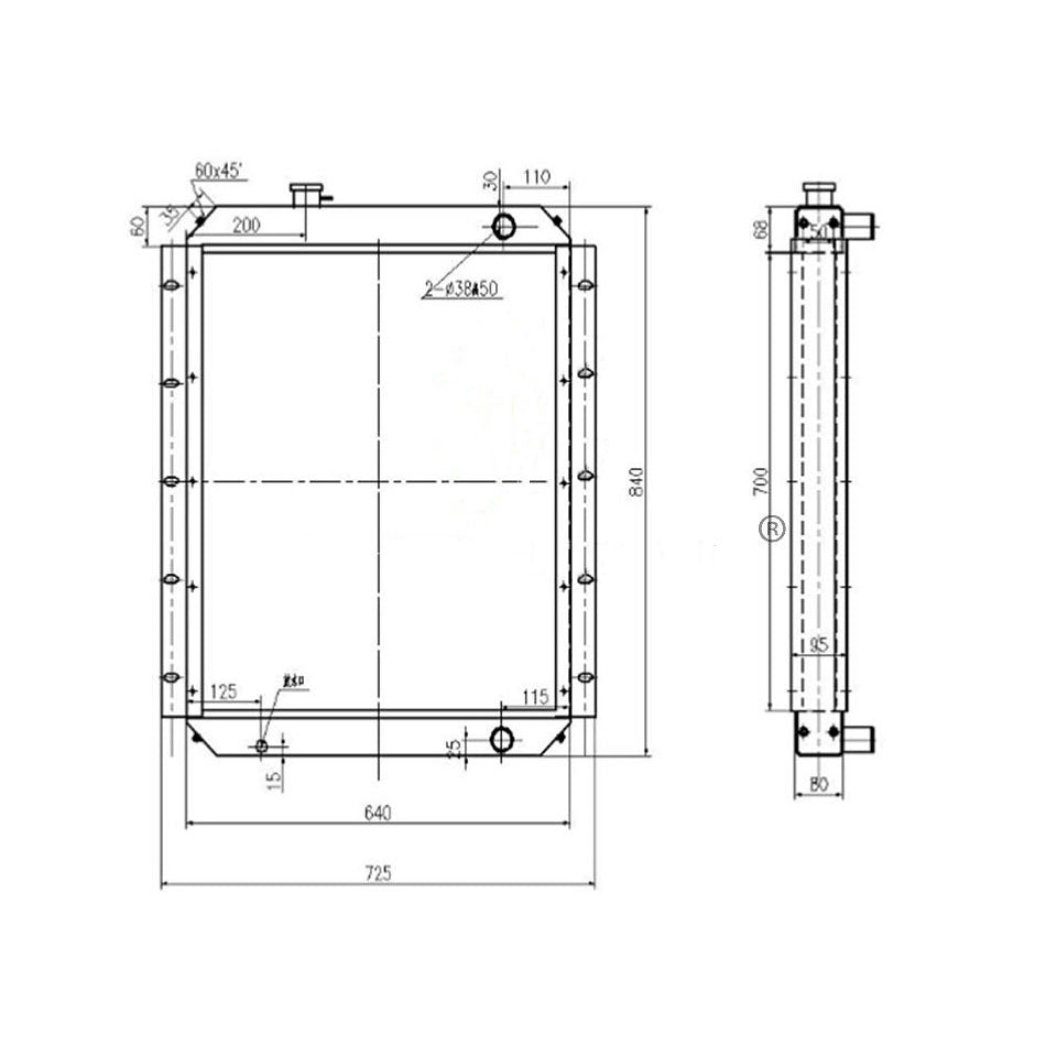 4204914 Water Tank Radiator Core ASS'Y For Hitachi EX200LC EX200-1 RX2000 6BD1 - KUDUPARTS