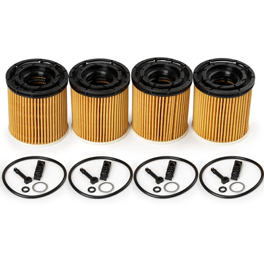 4 Pieces Oil Filter Pack with Seals 26350-2M000 for Hyundai Elantra Kona Santa Fe Tucson Venue Accent Kia K5 Rio Seltos Sorento Sportage - KUDUPARTS