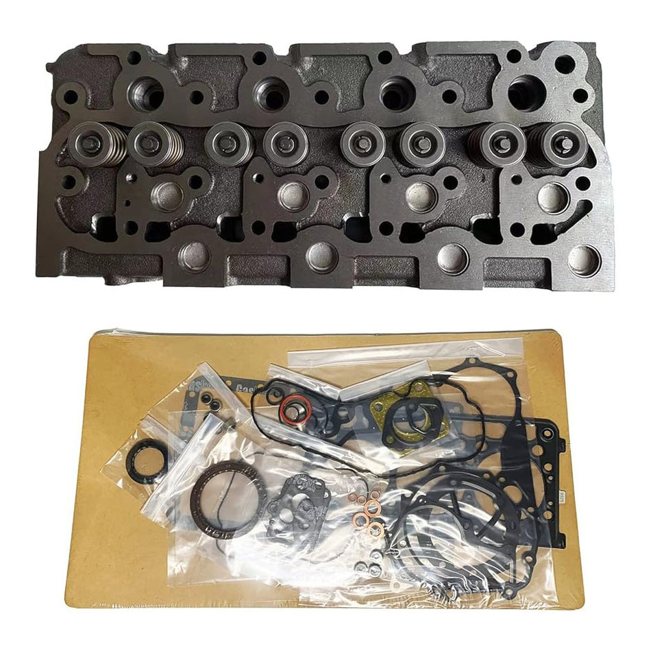 Complete V1902 Cylinder Head Assembly & Full Head Gasket Set Compatible with Kubota V1902 Engine T133 L555 L553 S1350 1300HD 1650 Skid-Steer Loader - KUDUPARTS